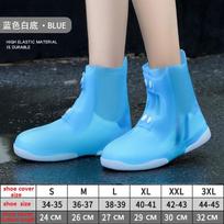 Reusable Waterproof Overshoes Men Women TPE Shoes Covers Thicken Shoe Protector Durable Transparent Rain Shoe Covers With Button M fits shoes 36-37 mėlyna