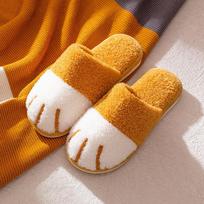 Mielos animacinės katės letenos šiltos šlepetės moterims vyrams namų grindų plokščiapadžiai bateliai pavasaris ruduo žiema namų medvilninis pliušas Zapatos Mujer 36 orange