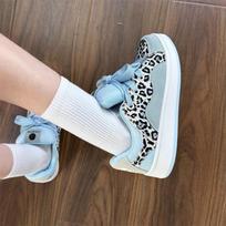 2025 spring new Hong Kong style original niche color matching leopard print bread shoes fashion trend versatile student casual board shoes 37