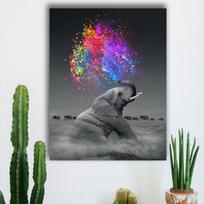 Canvas Wall Art Animal Creative Graffiti Spray Paint Elephant Plakatas Juodai balta tapyba Svetainės dekoras be rėmelio 21*30cm gray