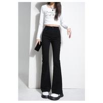 Korean Style Micro-flare Jeans Autumn and Winter New Style Slim and Versatile High-waist Retro Jeans for Women S