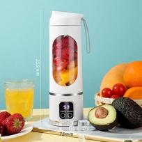 450mL Portable Fruit Juicer with 8 Blade Home USB Rechargeable Large Capacity with Digital Display Juice Maker Machine balta