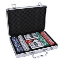 200 vnt. pokerio žetonų žaidimo rinkinys su kortomis, kauliukais, nešiojamas aliuminio dėklas vaikams, suaugusiems