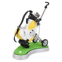 Mini Desktop Zinc Alloy Golf Bag Pen Holder with Lawn Base Clock Golf Pens Souvenir Gift
