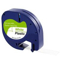 White Ribbon compatible Dymo LetraTag - Plastic Label 91201 12mm x 4m Phonillico®