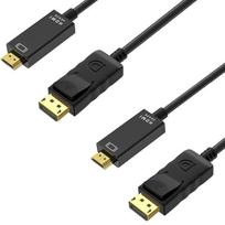 4K DisplayPort į HDMI kabelis 1,8 metro vienpusis perdavimas Lenovo HP Dell AMD Asus Nvidia [2 vienetų rinkinys] Phonillico®