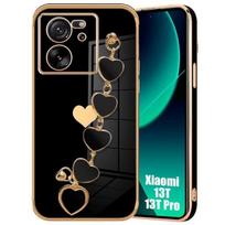 Case for Xiaomi 13T/13T Pro - Black - Silicone Cover - Shockproof Protection - Heart Bracelet