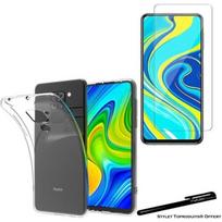 Verre trempé pour Xiaomi Redmi note 9 et coque de protection souple transparente avec Stylet Toproduits®