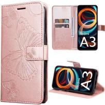 Coque pour Xiaomi Redmi A3 - E.F.CONNECTION - Antichoc Simili Cuir - Motif Papillon - Rose