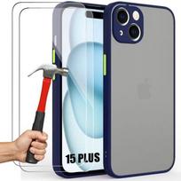 Case - Silicone - for iPhone 15 Plus - Shockproof - Matte - 2 Tempered Glasses Offered