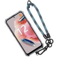 Case for Xiaomi Redmi Note 12 4G - Transparent Shockproof Anti-Scratch with Removable Blue Lanyard