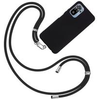 Case For Redmi Note 10S (6.43 ) Solid Color Soft Shockproof Anti-Scratch Silicone + Black Lanyard