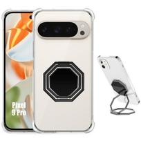 Coque pour Google Pixel 9 Pro - Protection Silicone Transparent Antichoc avec Support Ajustable Octogonal