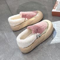 Comfortable thick-soled lazy shoes women's 2024 winter new warm women's shoes versatile one-pedal casual shoes FCL9210 35 rožinė