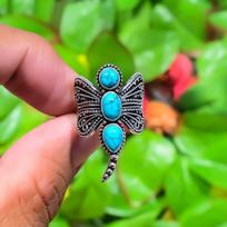 SantaRosa Turquoise Handmade 925 Sterling Silver Ring Size 6.75 D2r56 brown