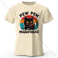 Cute Hand-Drawn Cat Doodle Print 100% Cotton T-Shirt, Ultra Soft Round Neck Short Sleeve Tee for Men & Women XXXXL smėlis