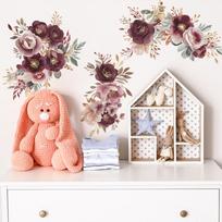 2 Pcs Painted Roses Bedroom Living Room Study Home Background Beautification Wall Stickers 30*90cm*2pcs/fun-c68