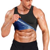 Vyriškos juosmens treniruoklio liemenės, skirtos svoriui mažinti kūno formavimo treniruotėms, apatiniai sportiniai drabužiai, riebalus deginantis pirties kostiumas, liekninantis polimerinis pirties liemenė M juoda/mėlyna