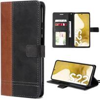 Coque pour samsung galaxy s22 flip case rabat cuir synthétique marron-noir bicolore