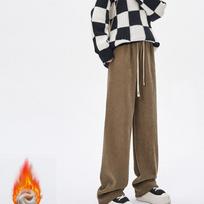 Chenille Wide-leg Pants for Women's Autumn and Winter New Slim Casual Pants High-waist Loose Corduroy Narrow Version Straight Pants L
