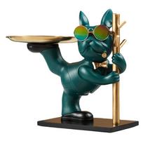 Decorative Magnate Pitbull Statue Resin Crafts French Bulldog Widget Plate for Living Room Hallway Home Decoration žalia