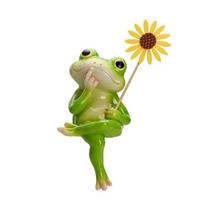 Sodo puošmena Mąstanti varlė laikanti gėlės formos dervos statulėlė Realistiškas dizainas Sodo tvenkinio fontano akvariumo figūrėlė Frog