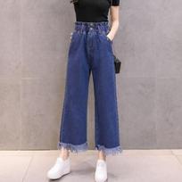 Women Baggy High Waist Jeans Wide Leg Loose Denim Pants Straight Leg Cropped Barrel Jeans S [85-50 kg]
