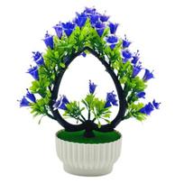 Artificial Bonsai Realistic Fresh-keeping Plastic Elegant Fake Wedding Lily Flower with Pot karališkos mėlynos spalvos
