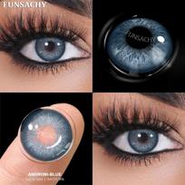 FUNSACHY 1 Pair New Blue Color Contact Lenses for Eyes Natural Brown Softlens Gray Pupils Beauty Cosmetic Eye Makeup Yearly Use