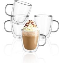 Double Walled Coffee Mugs - 12.5 oz Clear Coffee Mugs, Glass, Set of 4, Perfect for Cappuccino, Latte, Americano, Tea Bag, other