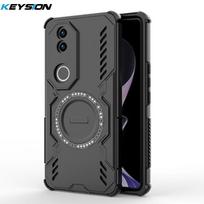 KEYSION Hollow Heat Dissipation Case for VIVO V50 5G Soft Silicone+PC Magnetic Cooling Shockproof Phone Cover for VIVO V50 5G for VIVO V50 juoda