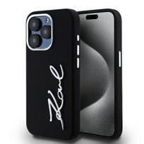 Karl Lagerfeld Klhcp15Lscmsmvk Iphone 15 Pro 6.1 Black Hardcase Silicone Metal Script Logo