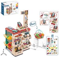 Children'S Simulation Supermarket Sales Desk Shopping Cart Combination Set Scan Checkout Page Play House Supermarket Toys