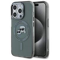 Karl Lagerfeld Klhmp15Lhlskck Iphone 15  Pro 6.1 Czarny/Black Hardcase Iml Metal Karl&Choupette Head Magsafe