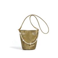 New Chinese satin cowhide messenger bag casual lazy style popular bag texture silver mobile phone messenger handbag samanų žalios spalvos
