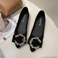 Flat-soled single shoes women's spring new one-pedal women's shoes pointed head shallow mouth lazy shoes soft-soled shoes 35