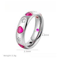 Design Sense Love Pentagram Zircon Ring Premium Light Luxury Fashion Ring Niche Jewelry Titanium Steel Electroplating 6