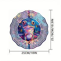 10 Inch Frog Neon Wind Spinner 2D Kinetic Metal Hanging Sculpture with 360 Rotating Hook for Outdoor Garden Yard Patio Decor Unique Gift 01A
