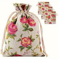 25pcs Rose Burlap Drawstring Craft Bags, Ornament Jewelry Storage Christmas Gift Bag, Scented Sachet, Burlap Tote Bag 25pcs beige