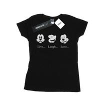 Disney Womens/Ladies Mickey Mouse Live Love Laugh Cotton T-Shirt S juoda