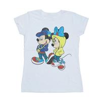 Disney Womens/Ladies Mickey And Minnie Mouse Pose Cotton T-Shirt L balta