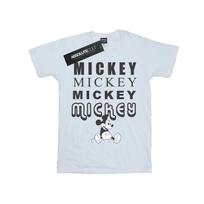 Disney Womens/Ladies Mickey Mouse Sitting Cotton Boyfriend T-Shirt S balta