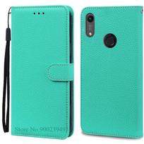 Dėklas Huawei Y6 2019 Odinis atverčiamas piniginės tipo dėklas Coque Huawei Y6 Prime 2019 MRD-LX1 Atverčiamas dėklas Huawei Y6S Viršelis Fundas Y6 2019 dangaus mėlyna spalva