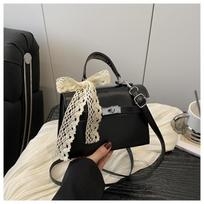 Oil wax leather large capacity new casual style silk scarf bow crossbody hand carry shoulder women's bag juoda