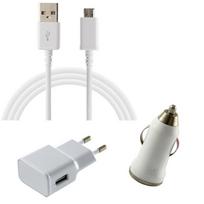 [Compatible Samsung Galaxy S3-S4-S5-S6-S7-MINI-EDGE]Pack Chargeur 3en1 Cable-Chargeur Secteur-Allume Cigare Blanc[Phonillic