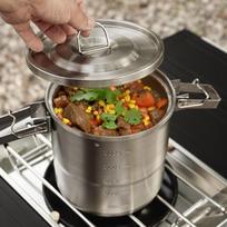 Camping Cooking Pot Campfire Cookware Utensil with Handle Lightweight Lid Soup for gray