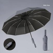 Didelis Dydis Visiškai Automatinis Skėtis Super Stiprus Vėjui Atsparus UV Apsauga Sulankstomas Skėtis nuo Saulės Sustiprintas Atsparus Liūčiai Lauko metal-fiber composite&10K gray