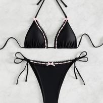 Seksualūs bikiniai Moteriški maudymosi kostiumėliai Moteriškas maudymosi kostiumėlis Plaukimui Maudymosi kostiumėliai Braziliškas bikinių komplektas Paplūdimio drabužiai Baseino lankytoja 2025 S white