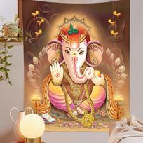 Dieu Ganesha Tapestry Esotericism Colorful Elephant Wall Hanging for Religious Ceremony Hindus for Home Living Room Decoration 73x95cm 38x29inch