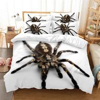 Tarantula Print Bedding 3D Print Black Brown Spider Comforter Cover Collection Insect Theme White Duvet Cover Bedroom Decor Kids Adults 135x200cm 2pcs